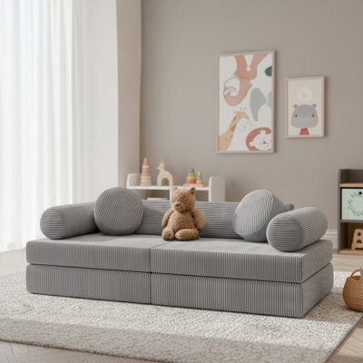 Living Room Upholstered Bench With Foam Core, Freestanding Design Plus Loose Back Cushions 130 X 65 X 43 Light Grey - image 1