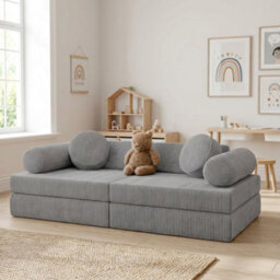 Living Room Upholstered Bench With Foam Core, Freestanding Design Plus Loose Back Cushions 130 X 65 X 43 Light Grey - thumbnail 2