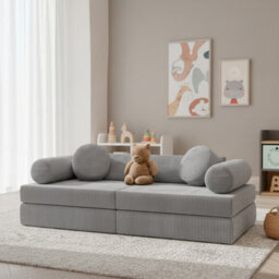Living Room Upholstered Bench With Foam Core, Freestanding Design Plus Loose Back Cushions 130 X 65 X 43 Light Grey - thumbnail 1