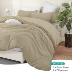 Bedlooms Cream Cotton Duvet Cover Set, Breathable & Anti-Allergic Bedding Set, King 230X220Cm - thumbnail 2