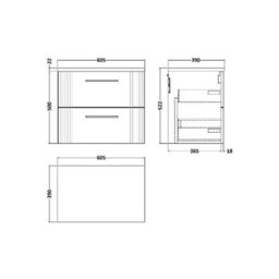 Nuie 600 W/h 2-Drawer Vanity & Laminate Top - thumbnail 3