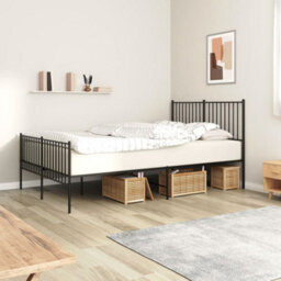 Berkfield Metal Bed Frame With Headboard And Footboard Black 140X200 Cm