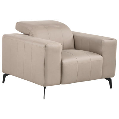 Beliani Faux Leather Armchair Taupe Ommel - image 1