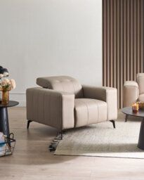 Beliani Faux Leather Armchair Taupe Ommel - thumbnail 2