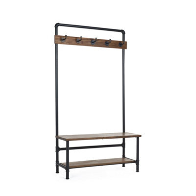 Oakham Premium Hawthorn Hallway Stand With Bench In Black And Brown - image 1