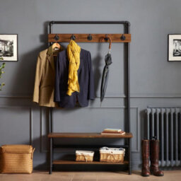 Oakham Premium Hawthorn Hallway Stand With Bench In Black And Brown - thumbnail 3