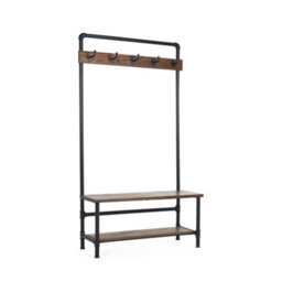 Oakham Premium Hawthorn Hallway Stand With Bench In Black And Brown - thumbnail 1