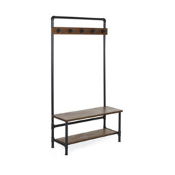Oakham Premium Hawthorn Hallway Stand With Bench In Black And Brown - thumbnail 2
