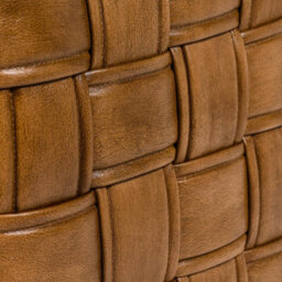 Genuine Real Brown Tan Leather Woven Pouffe Ottoman Footstool Foot Rest 48Cm - thumbnail 4