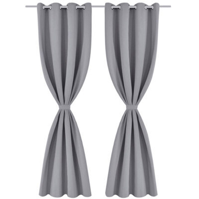 Berkfield Elegant Blackout Curtains 2 Pcs With Metal Eyelets 135X175 Cm Grey - image 1