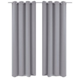 Berkfield Elegant Blackout Curtains 2 Pcs With Metal Eyelets 135X175 Cm Grey - thumbnail 2