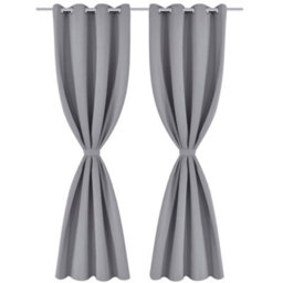 Berkfield Elegant Blackout Curtains 2 Pcs With Metal Eyelets 135X175 Cm Grey - thumbnail 1