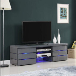 Furniture in Fashion Svenja High Gloss Tv Stand In Grey With Blue Led Lighting - thumbnail 8