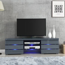 Furniture in Fashion Svenja High Gloss Tv Stand In Grey With Blue Led Lighting - thumbnail 9