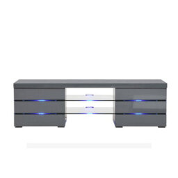 Furniture in Fashion Svenja High Gloss Tv Stand In Grey With Blue Led Lighting - thumbnail 3