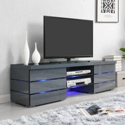 Furniture in Fashion Svenja High Gloss Tv Stand In Grey With Blue Led Lighting