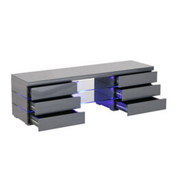 Furniture in Fashion Svenja High Gloss Tv Stand In Grey With Blue Led Lighting - thumbnail 4