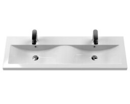 Nuie Havana Wall Hung 4 Drawer Vanity Basin Unit & Double Ceramic Basin, Modern Sink Vanity Unit In Metallic Slate With White - thumbnail 6
