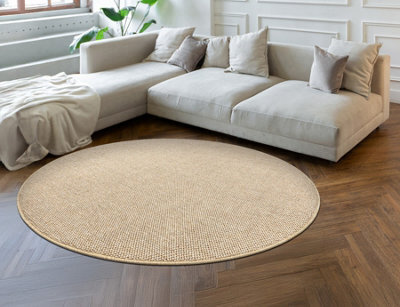 RugsX Carpet Casablanca Loom Circle Beige, Loop, Soft Indoor & Outdoor Circle 100 Cm - image 1