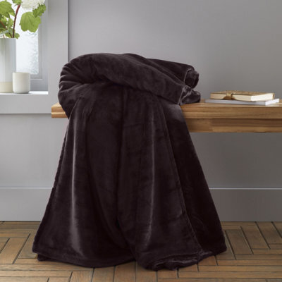 Catherine Lansfield Extra Large Raschel Velvet Touch 200X240Cm Blanket Throw Charcoal Grey - image 1