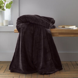Catherine Lansfield Extra Large Raschel Velvet Touch 200X240Cm Blanket Throw Charcoal Grey