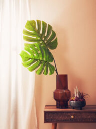 Orsina Monstera Palm Stem - 109Cm Green, Large Faux Leaf With Lifelike Texture And Bold Tropical Look, Adds Height - thumbnail 5