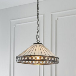 Luminosa Lighting Luminosa Fargo 1 Light Large Ceiling Pendant Dark Bronze, Tiffany Glass, E27 - thumbnail 4