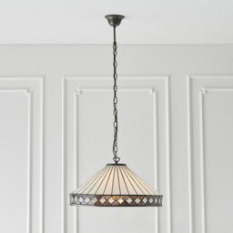 Luminosa Lighting Luminosa Fargo 1 Light Large Ceiling Pendant Dark Bronze, Tiffany Glass, E27 - thumbnail 3