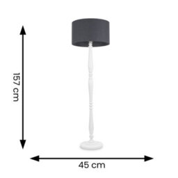 Valuelights Victoria Traditional White Wood Candlestick Floor Lamp With Charcoal Drum Shade - thumbnail 6