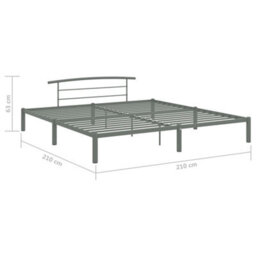 Berkfield Bed Frame Grey Metal 200X200 Cm - thumbnail 7
