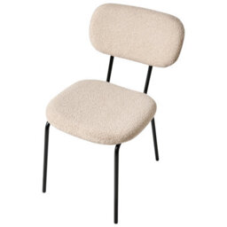 Wyld and Coco Bouclé Dining Chairs Set Of 2, Warm Beige Bouclé With Black Iron Base, Novacasa Retro Style. - thumbnail 8