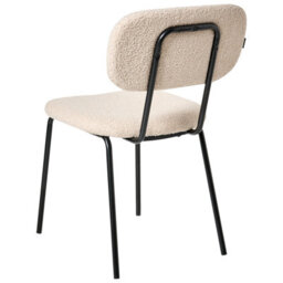 Wyld and Coco Bouclé Dining Chairs Set Of 2, Warm Beige Bouclé With Black Iron Base, Novacasa Retro Style. - thumbnail 7