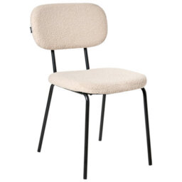 Wyld and Coco Bouclé Dining Chairs Set Of 2, Warm Beige Bouclé With Black Iron Base, Novacasa Retro Style. - thumbnail 5