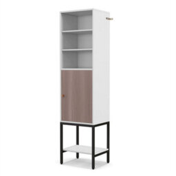 147 Cm Tall Bathroom Cabinet Slim Storage Cabinet With Adjustable Shelves White - thumbnail 1