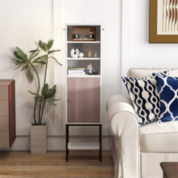 147 Cm Tall Bathroom Cabinet Slim Storage Cabinet With Adjustable Shelves White - thumbnail 5