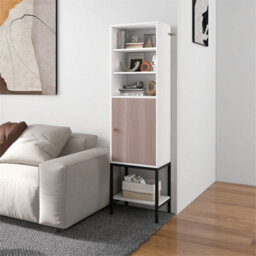 147 Cm Tall Bathroom Cabinet Slim Storage Cabinet With Adjustable Shelves White - thumbnail 3
