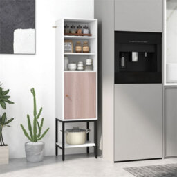 147 Cm Tall Bathroom Cabinet Slim Storage Cabinet With Adjustable Shelves White - thumbnail 6