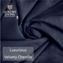Luxury Living Velvet Chenille Thermal Fleece Lined Ring Top Door Curtain 137Cm X 213Cm Navy - thumbnail 5
