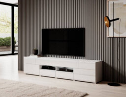 Arte Minimalist Toledo 40 Tv Cabinet 208Cm - Pure White Gloss: Sleek Storage Solution For Contemporary Living Spaces - thumbnail 2
