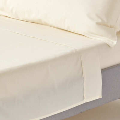 Homescapes Cream Egyptian Cotton Flat Sheet 200 Tc, King - image 1