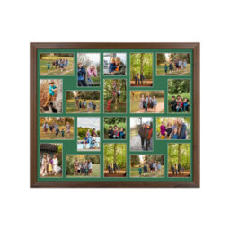 AK Frames 80X70Cm Walnut Classic Multi Photo Frame With Emerald Mount - Holds 20 Apertures (18X) 6X4, (2X) 4X4 Photos