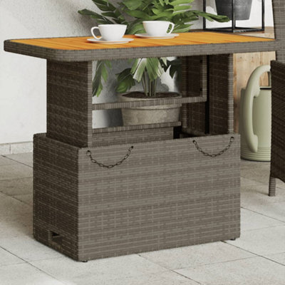 Berkfield Garden Table Grey 90X55X71 Cm Poly Rattan And Acacia Wood - image 1