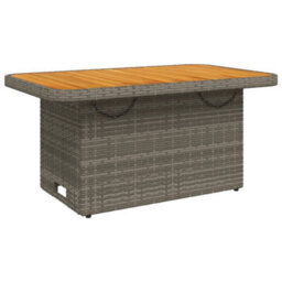 Berkfield Garden Table Grey 90X55X71 Cm Poly Rattan And Acacia Wood - thumbnail 2