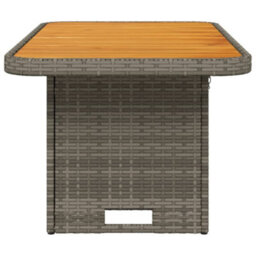 Berkfield Garden Table Grey 90X55X71 Cm Poly Rattan And Acacia Wood - thumbnail 6