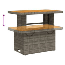 Berkfield Garden Table Grey 90X55X71 Cm Poly Rattan And Acacia Wood - thumbnail 4