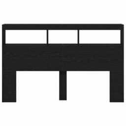 Berkfield Headboard Cabinet With Led Black Oak 160X17X102 Cm - thumbnail 7