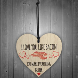 Red Ocean Love You Like Bacon Novelty Wooden Hanging Heart Plaque - thumbnail 2