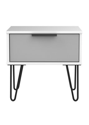 Fuji 1 Drawer Lamp Table In Grey Matt & White (Ready Assembled) - image 1