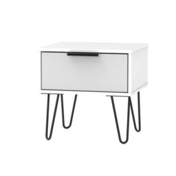 Fuji 1 Drawer Lamp Table In Grey Matt & White (Ready Assembled) - thumbnail 2