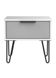 Fuji 1 Drawer Lamp Table In Grey Matt & White (Ready Assembled) - thumbnail 1